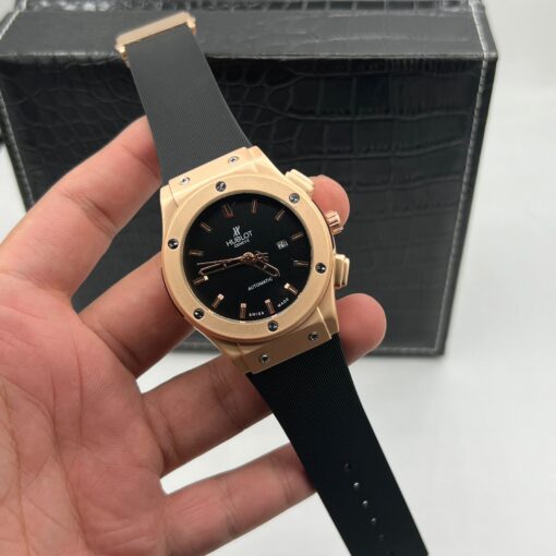 Hublot Premium Classic Leather Silicon Strap Watch - Image 2